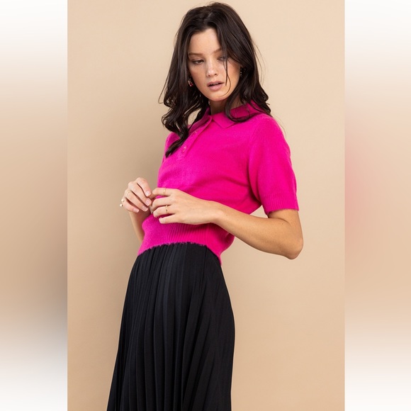 29 Soft Angora Knit Short Sleeve Sweater Top - Picture 2 of 5